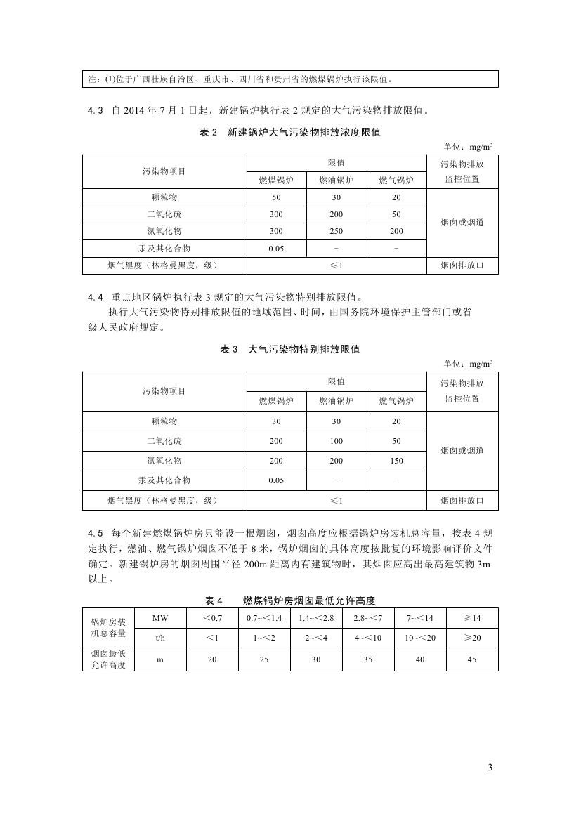 鍋爐大氣污染物排放標準第三頁